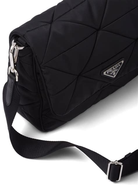 prada black nylon large nameplate shoulder bag|prada padded nylon shoulder bag.